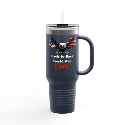 WWII Champs Patriotic Eagle on 40oz insulated tumbler