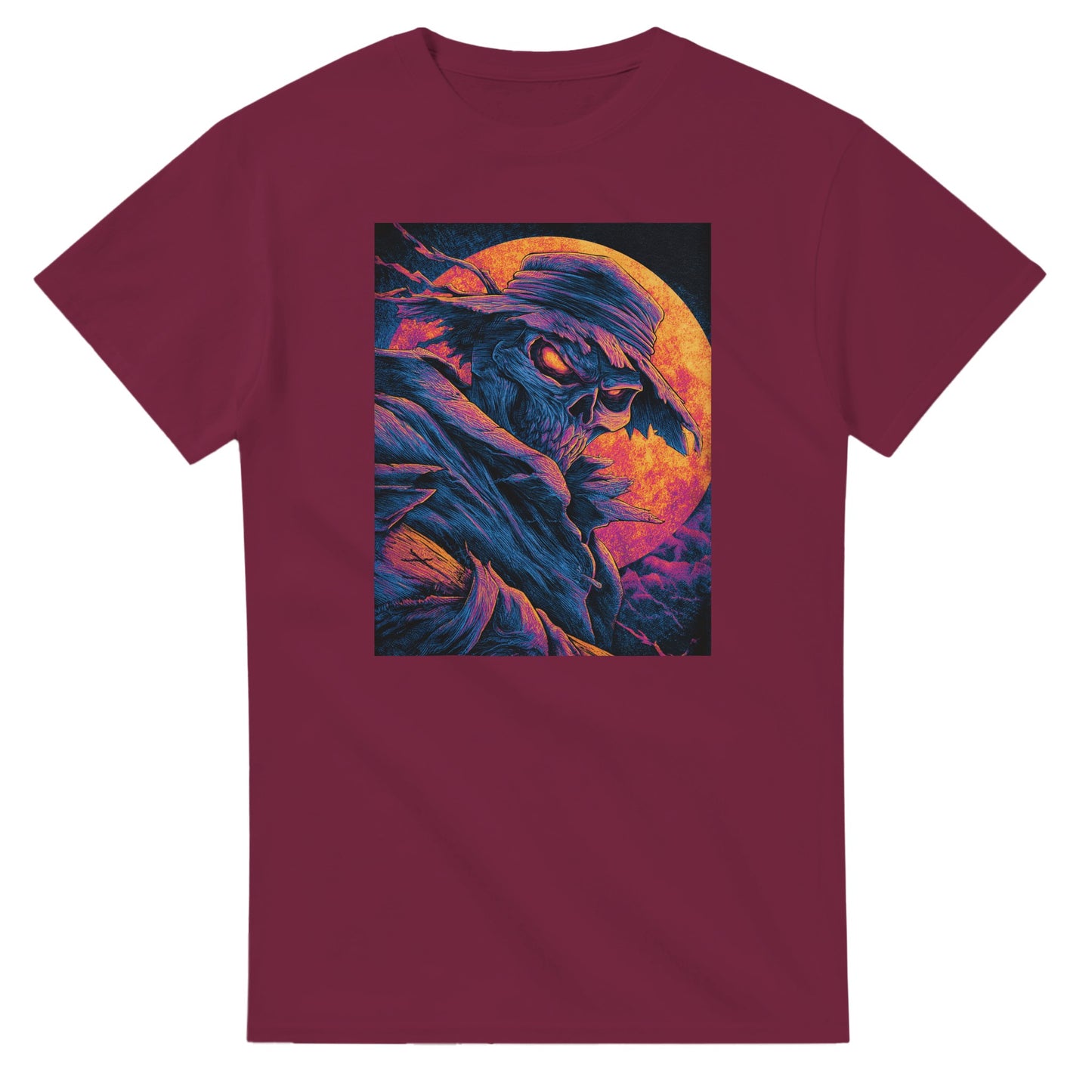 Vibrant Skull & Scarecrow on a Heavyweight T-shirt