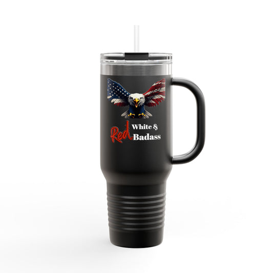 Red White & Badass Patriotic Eagle on a 40oz tumbler