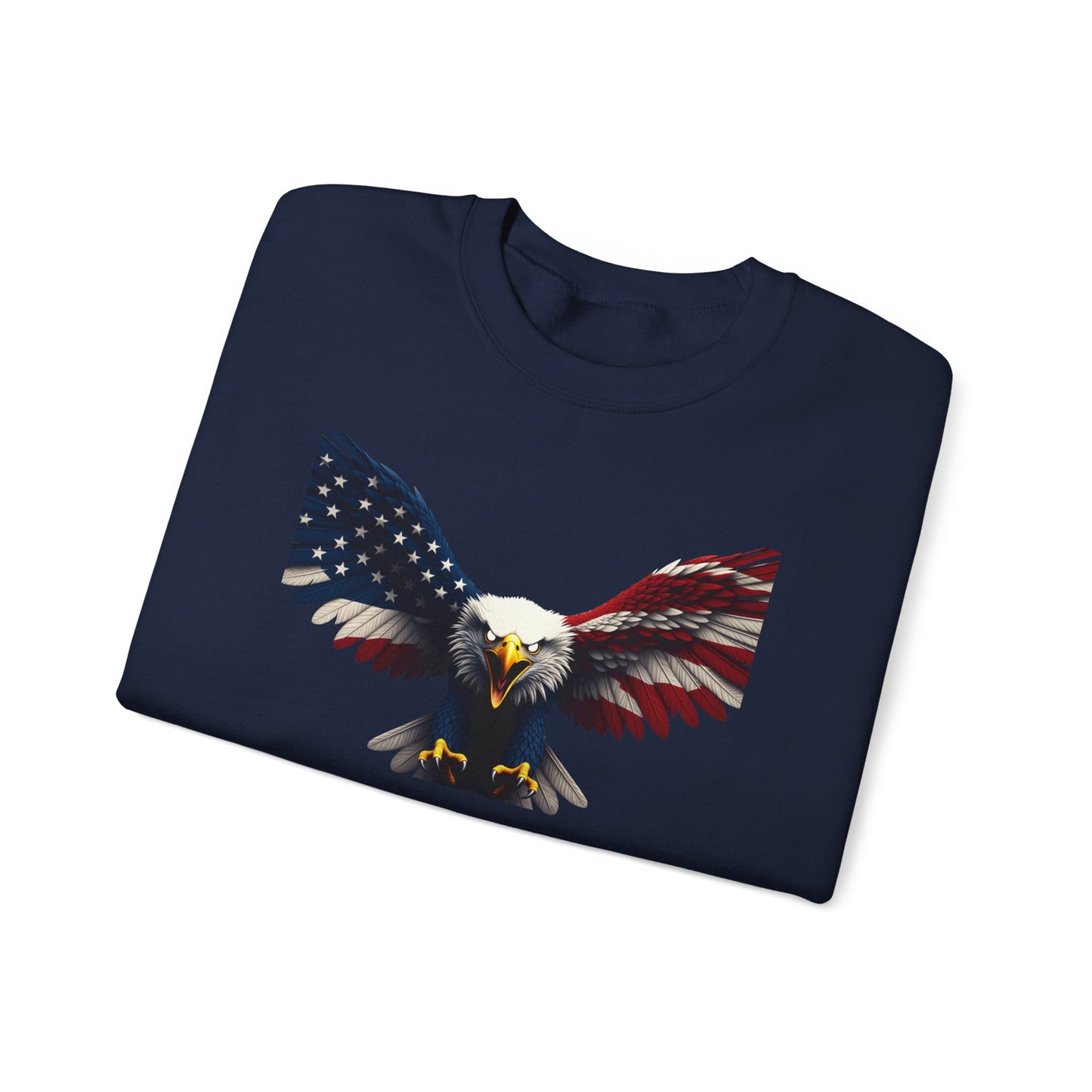 Freedom Over Fear Patriotic Eagle text on a Crewneck Sweatshirt