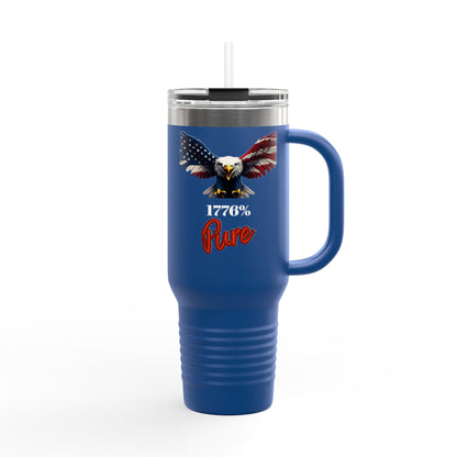 1776% Pure Patriotic Eagle on 40oz red insulated travel mug
