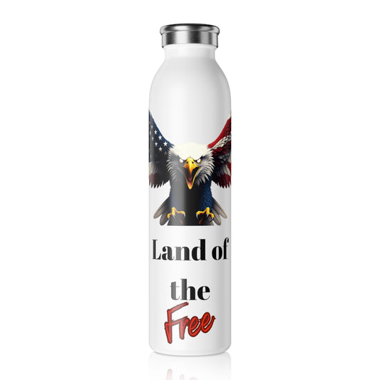 Land Of The Free Patriotic Eagle on a 20oz Stainless Steel Water Bottle