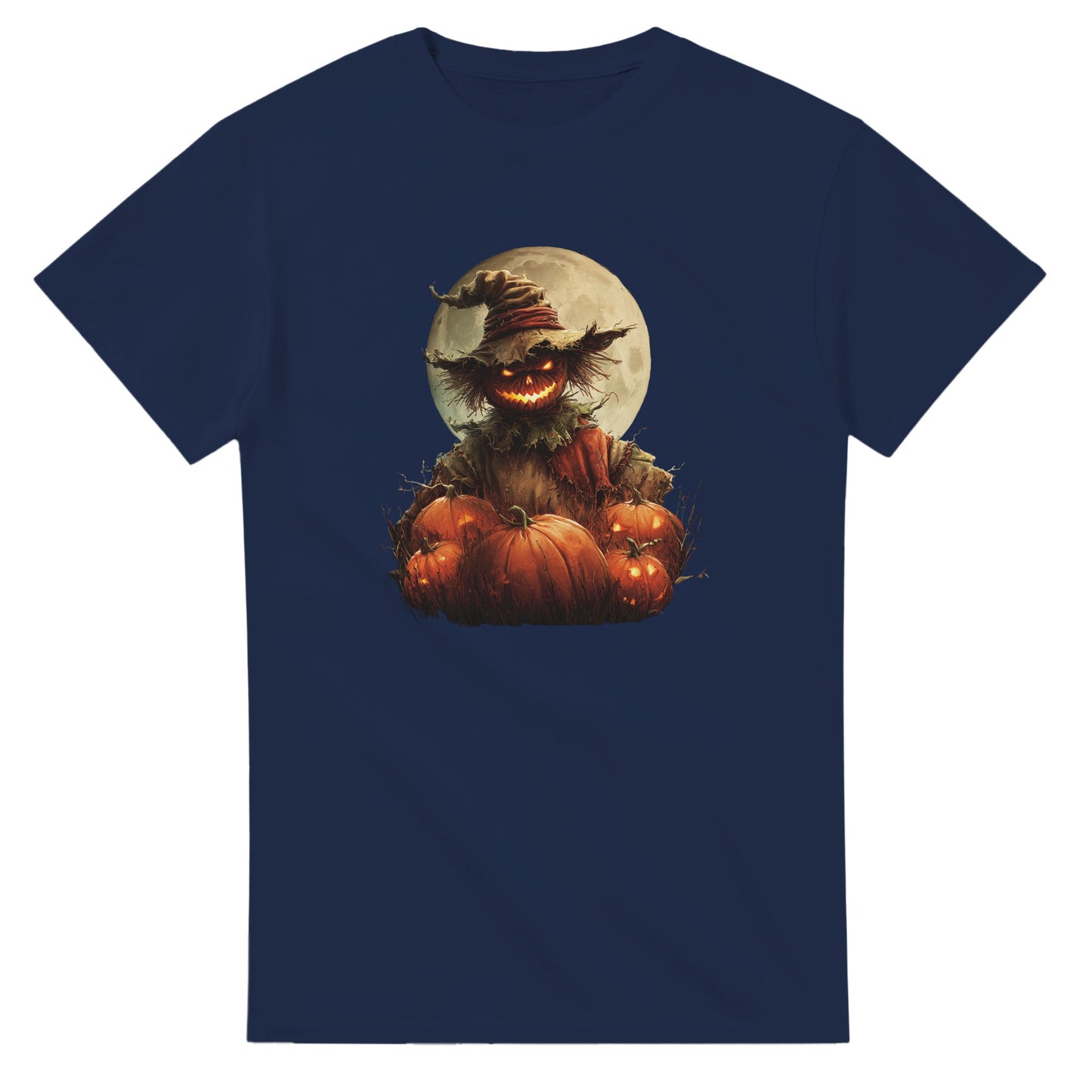 Spooky Scarecrow & Jack-O'-Lantern on a Heavyweight T-shirt