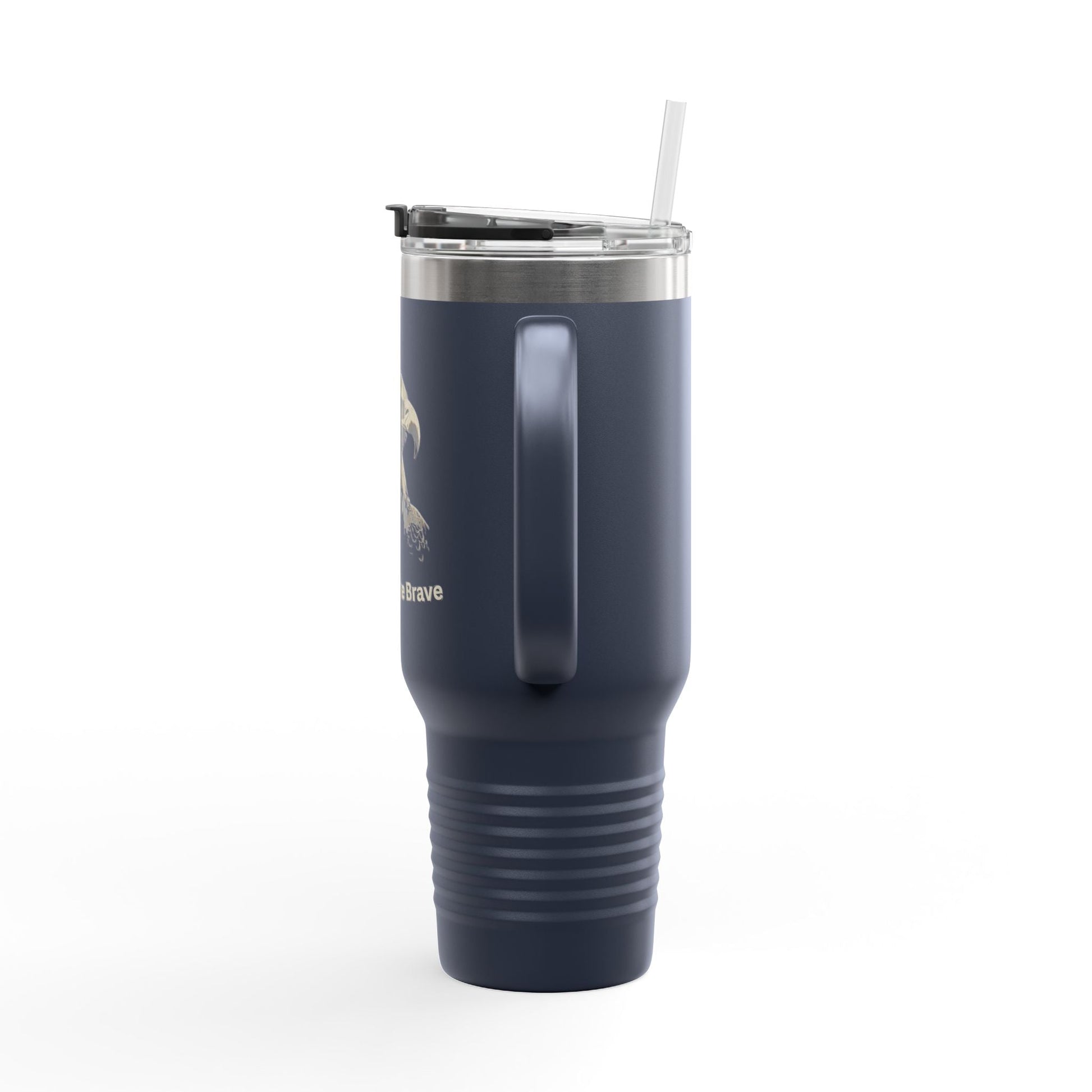 Land of the Free text on the muted of a  40oz Insulated Travel Mug