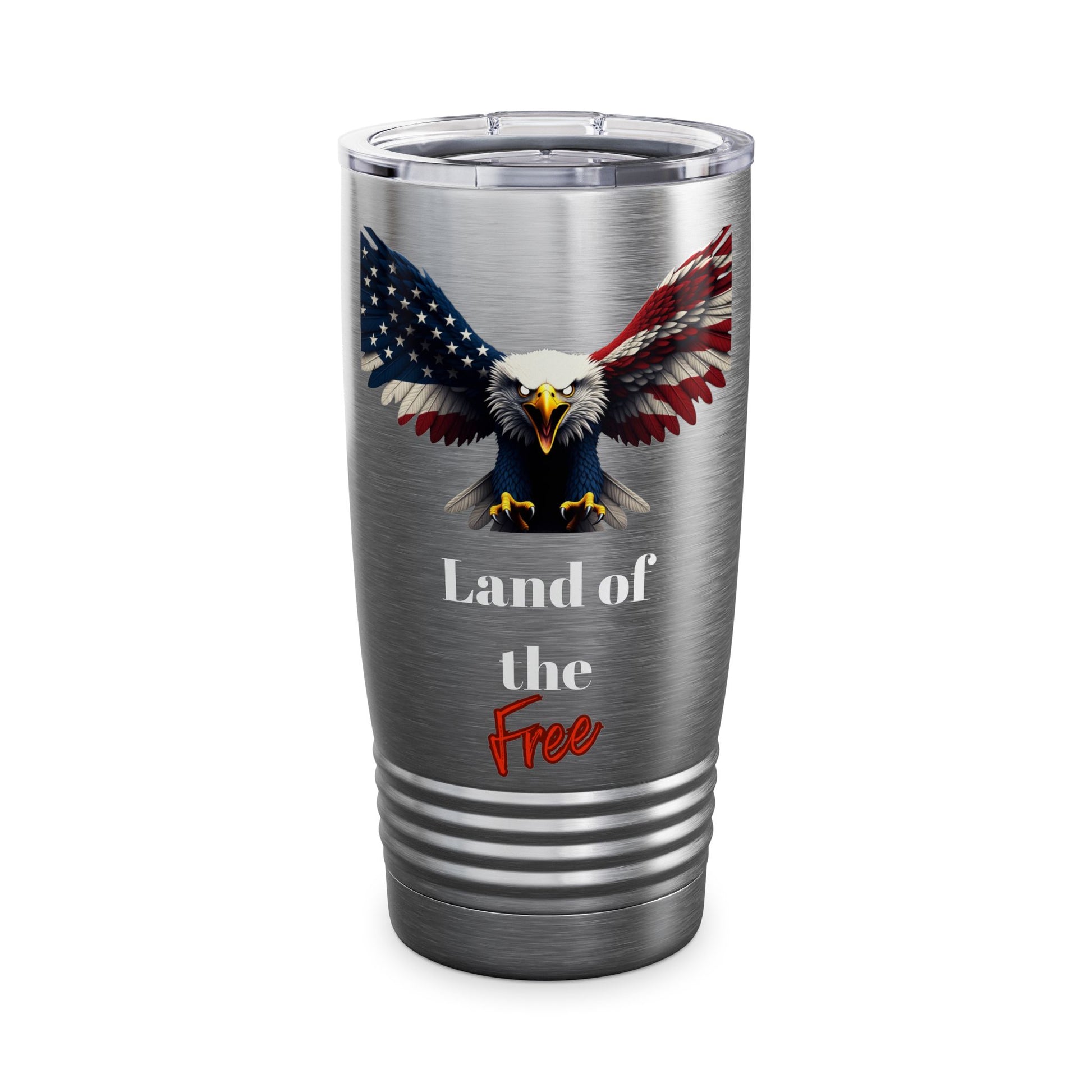 Land Of The Free Patriotic Eagle on a 20oz Insulated Tumbler