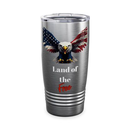 Land Of The Free Patriotic Eagle on a 20oz Insulated Tumbler