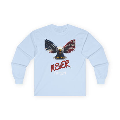 Never Forget Patriotic Eagle on a long sleeve tee