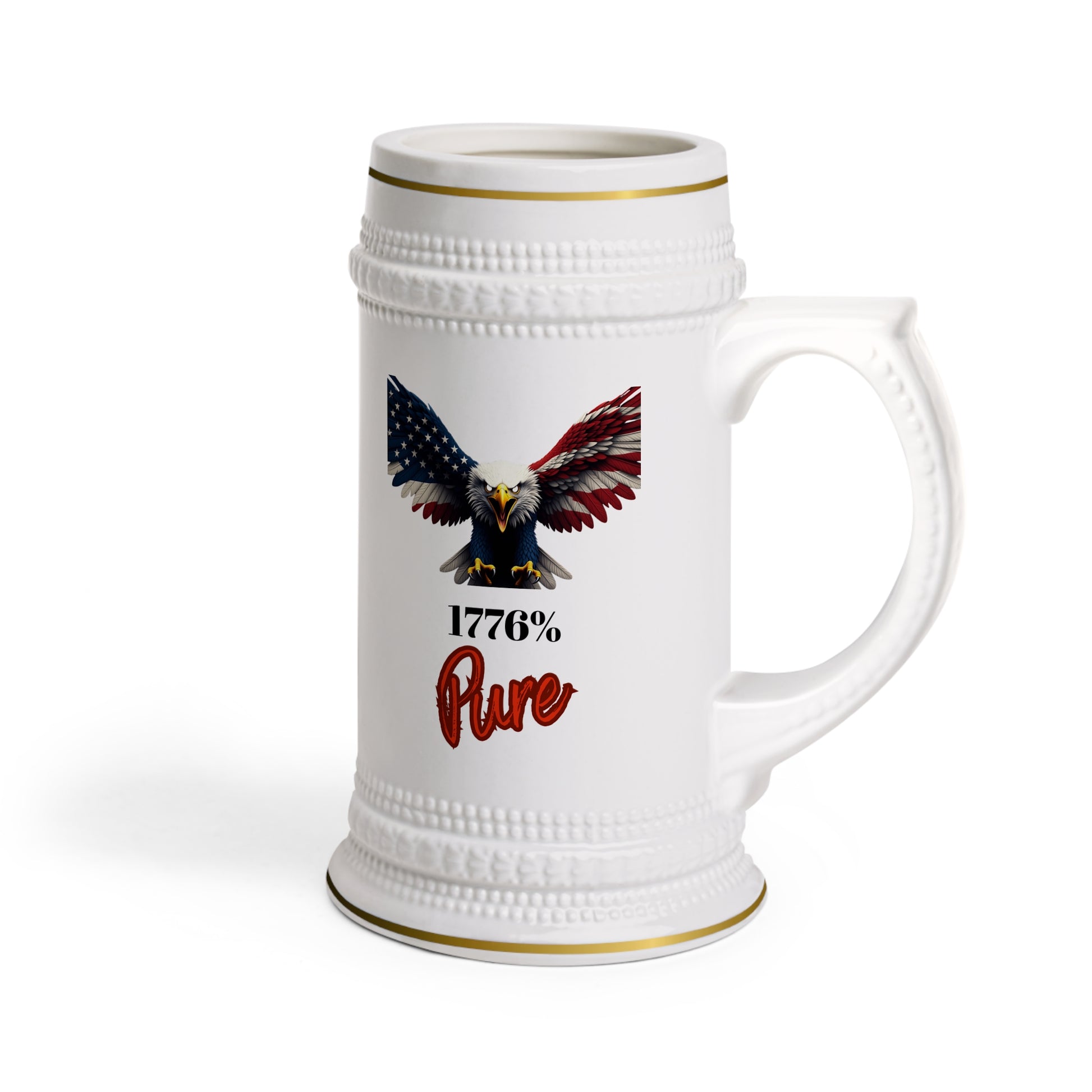 1776% Pure Patriotic Eagle on a 22oz Ceramic Beer Stein