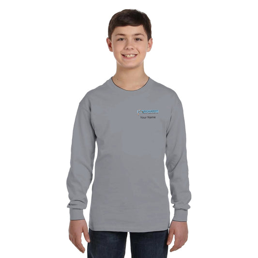 Burghardt Metal Fabricating, Inc., logo on a Youth Long-Sleeve T-Shirt