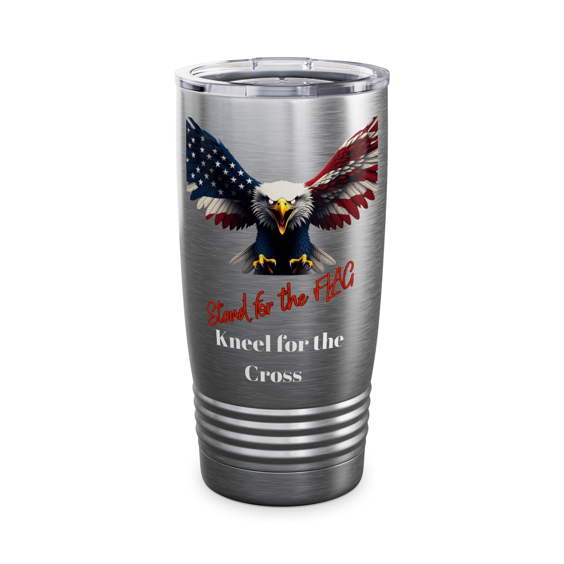 Stand For The Flag Kneel For The Cross Patriotic Eagle on a 20oz Insulated Tumbler