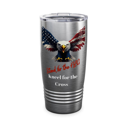 Stand For The Flag Kneel For The Cross Patriotic Eagle on a 20oz Insulated Tumbler