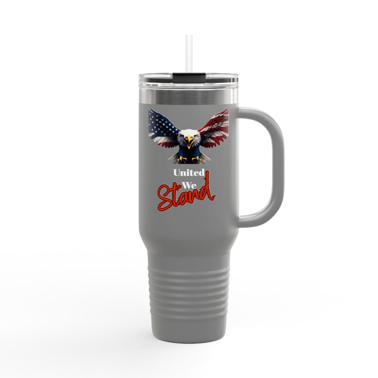 United We Stand Patriotic Eagle on a 40oz Insulated Travel Mug