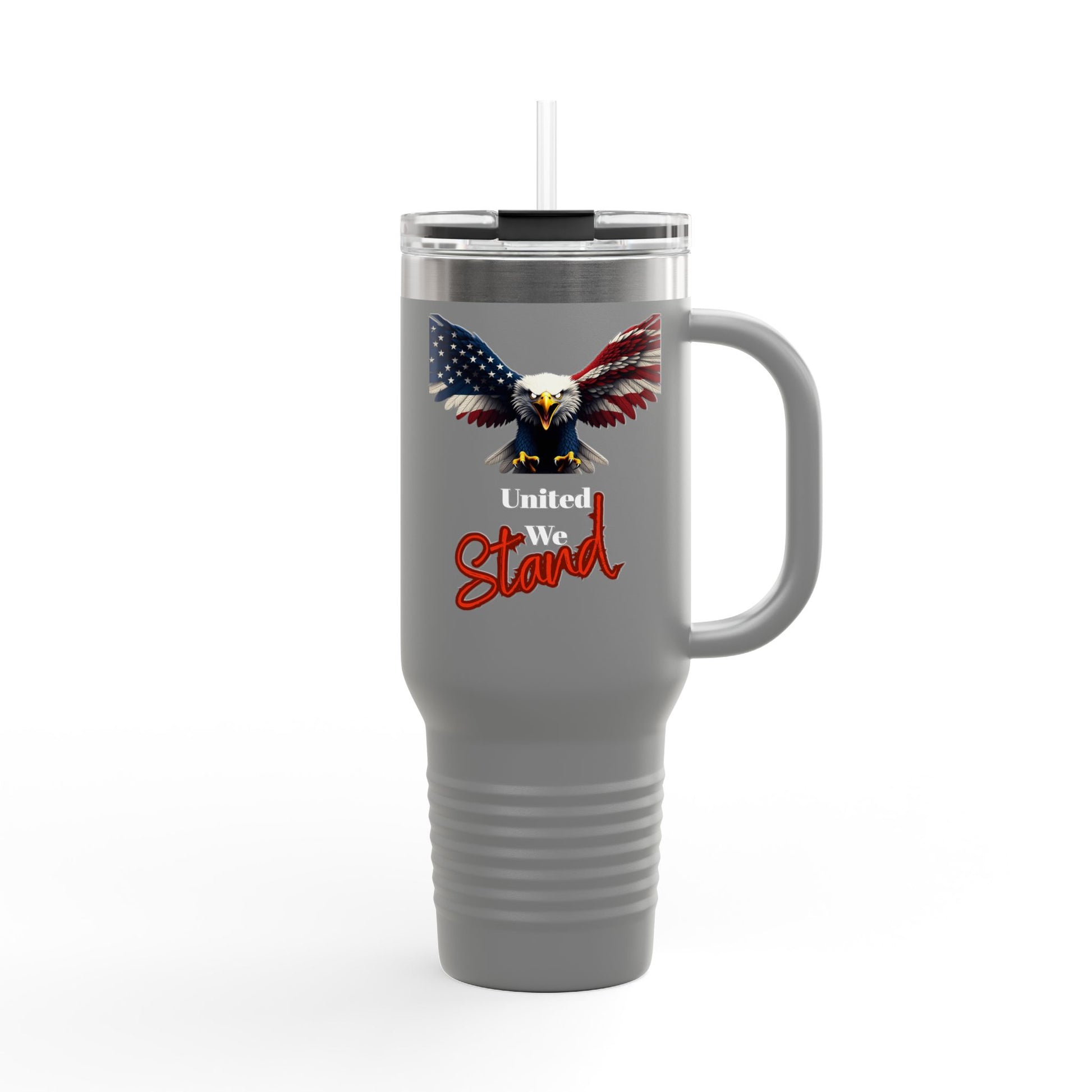 United We Stand Patriotic Eagle on a 40oz Insulated Travel Mug