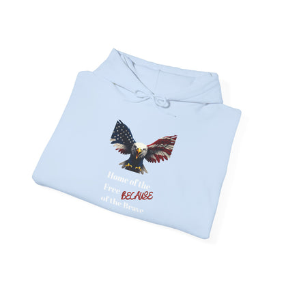 Home Of The Free Because Of The Brave Patriotic Eagle on a Pullover Hoodie