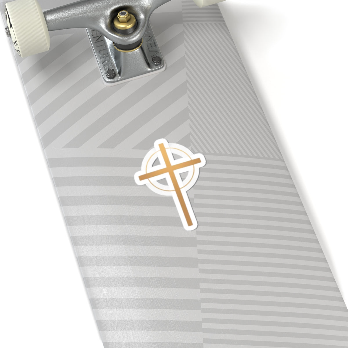 Golden Celtic Cross Skateboard Deck Sticker product type