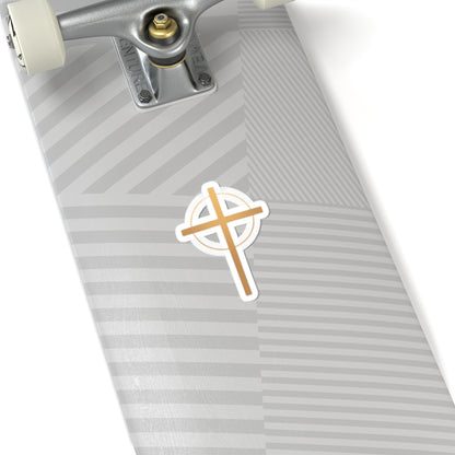 Golden Celtic Cross Skateboard Deck Sticker product type