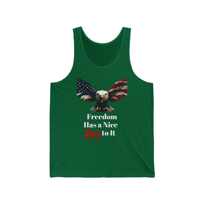 Freedom Has A Nice Ring To It Patriotic Eagle on a Premium Tank Top