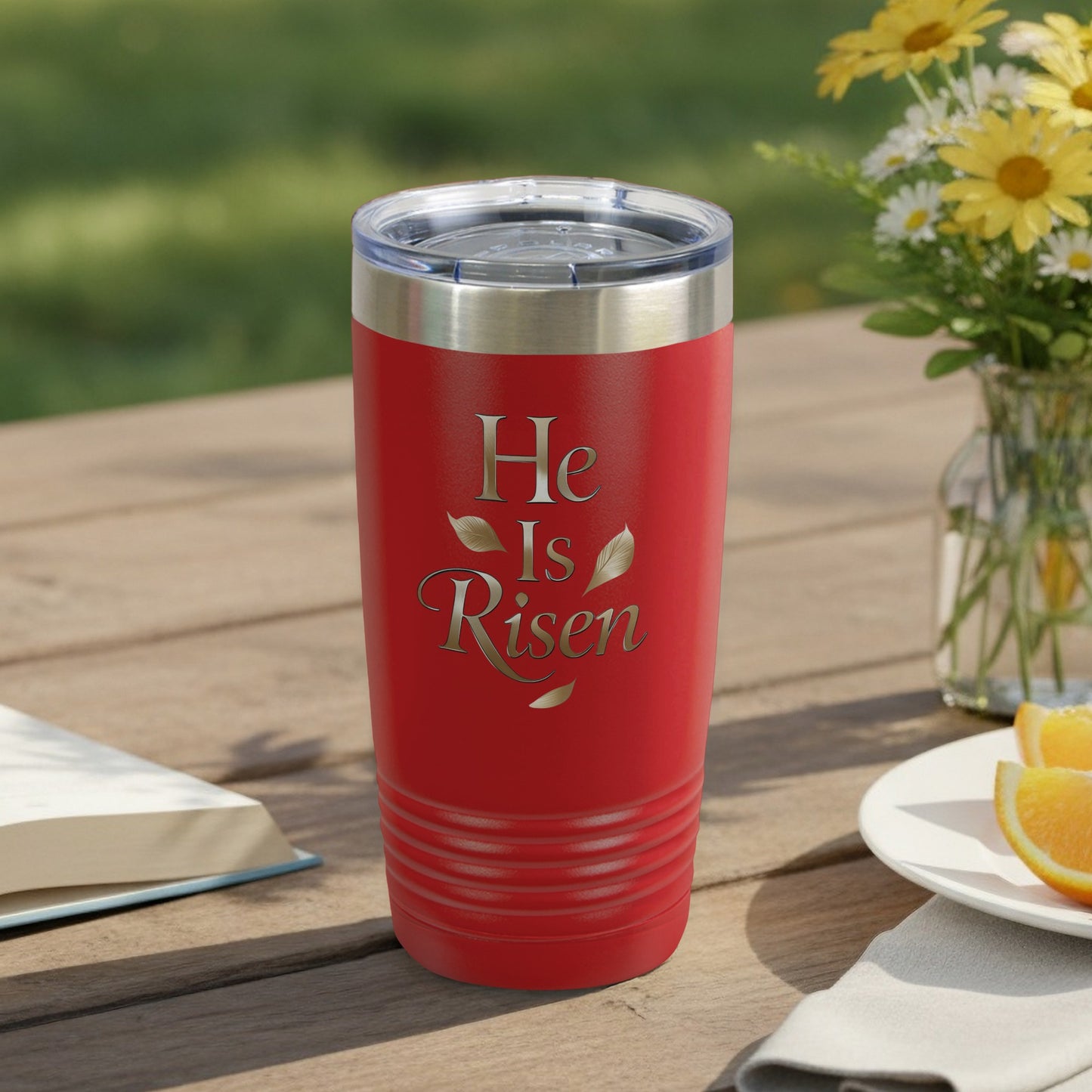 Red He Is Risen Christian Religious Tumbler