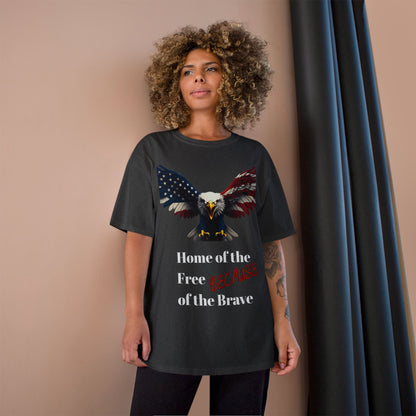 Home Of The Free Because Of The Brave Patriotic Eagle on a Champion T-shirt