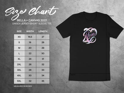 Renew Design Unisex Jersey Short Sleeve Tee Size Chart product type
Renew T-Shirt
Unisex Tee
Short Sleeve Top
Bella Canvas 3001
Graphic T-Shirt
Sizing Chart
Size Guide
Apparel Measurements
Colorful Design
Iridescent Renew
Aesthetic Tee
Streetwear
Casual Wear
Inspiring Tee
Fashion Top
Jersey Tee
Custom Tee
Clothing Chart
XS 5XL Sizing
Product Sizing