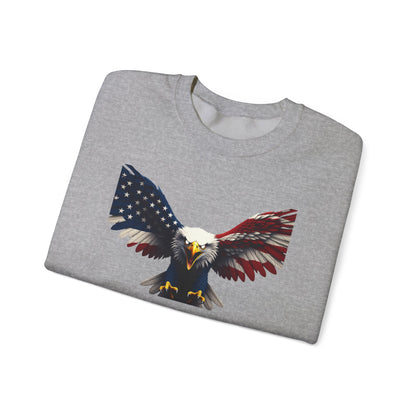 Too Cool For British Rule Patriotic Eagle text on a Crewneck Sweatshirt