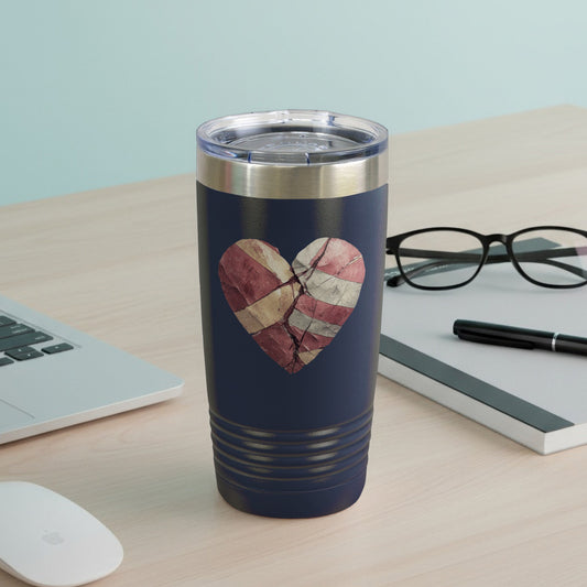 Cracked Heart Design Navy Blue Tumbler 20oz Travel Mug