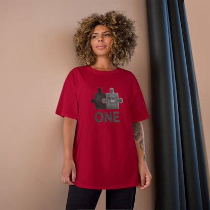 Built As One Puzzle Graphic Red Shirt Product
