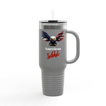 American Infidel Patriotic Eagle on 40oz insulated tumbler
