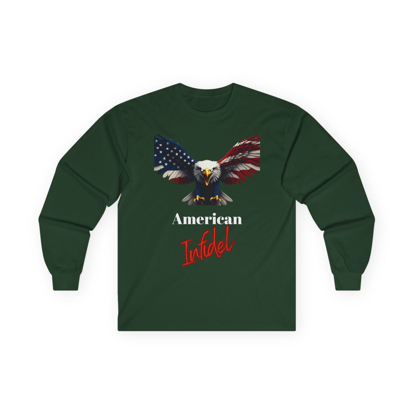American Infidel Patriotic Eagle on a long sleeve tee