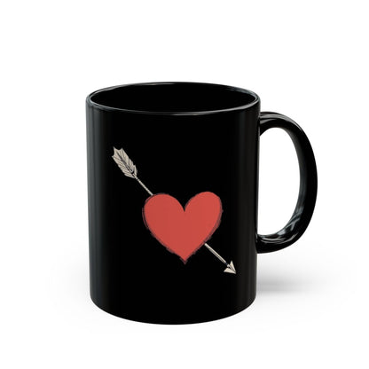 Black Mug with Red Heart and Arrow Design Mug
