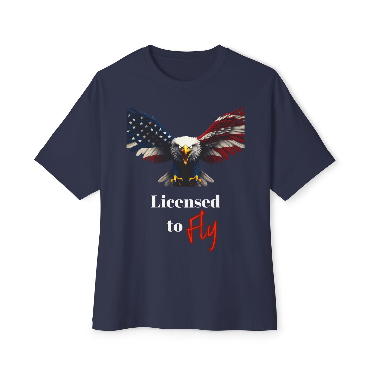 Licensed To Fly Patriotic Eagle on a Premium Tee