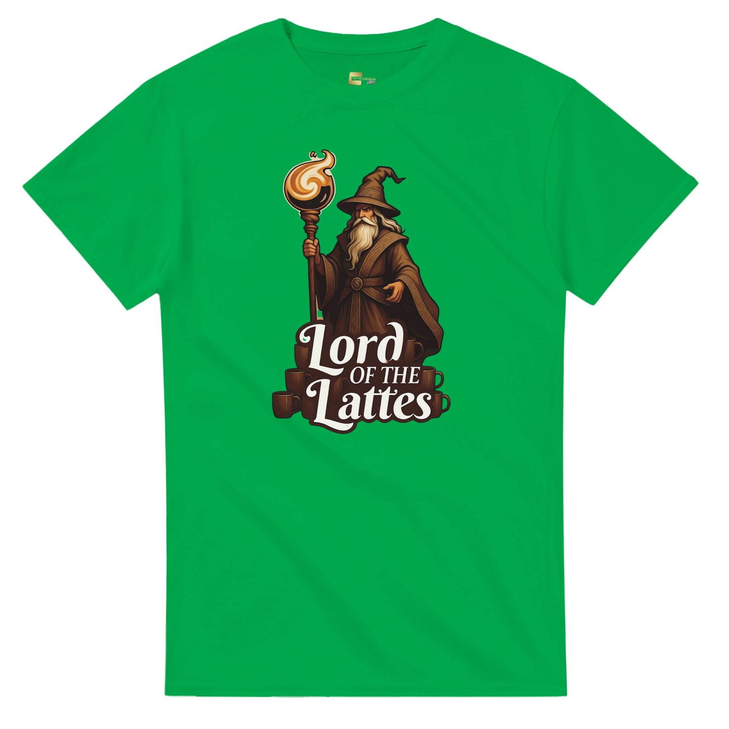 Lord of the Lattes graphic design on a Heavyweight T-shirt