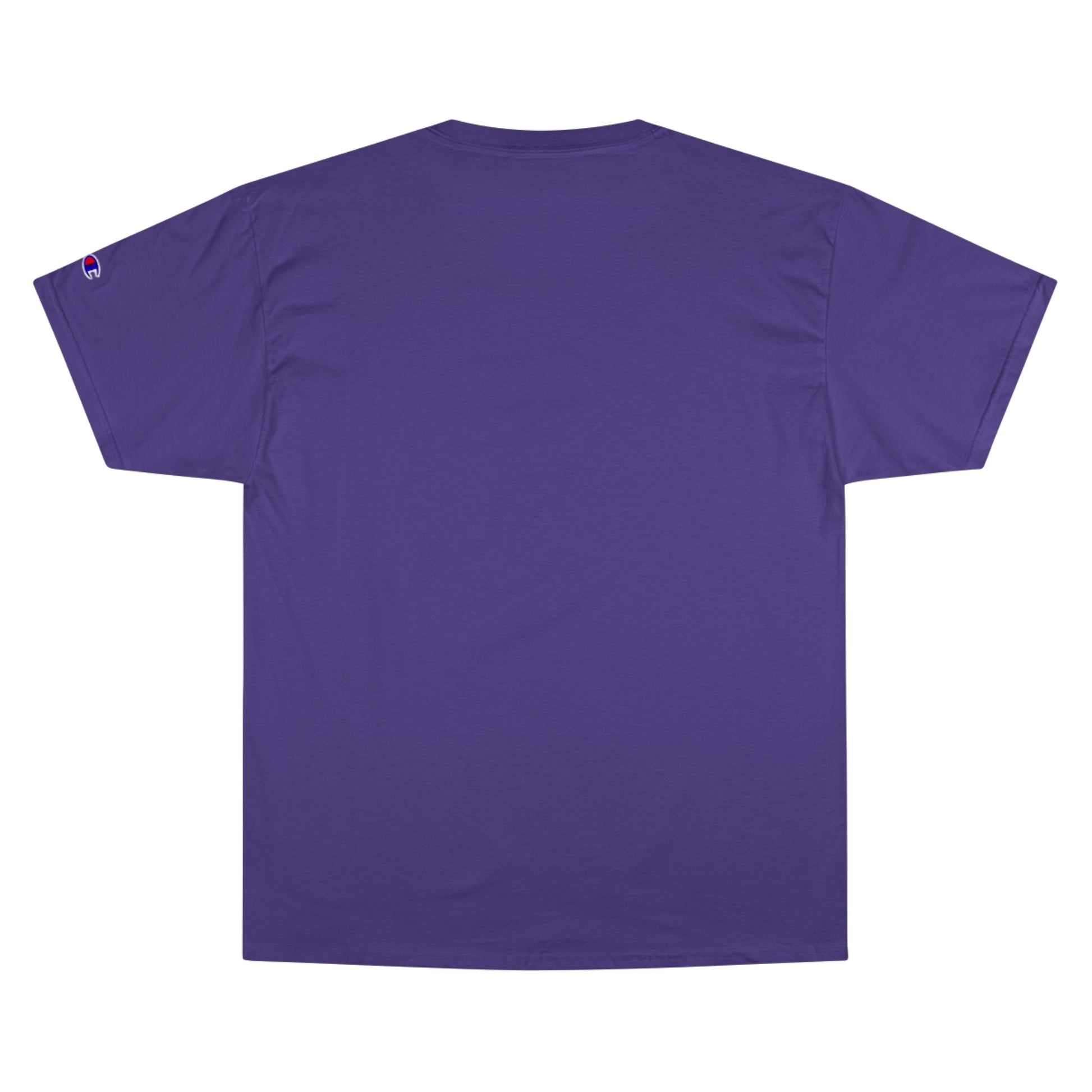 American Made small font text below an eagle head on a Champion Tee