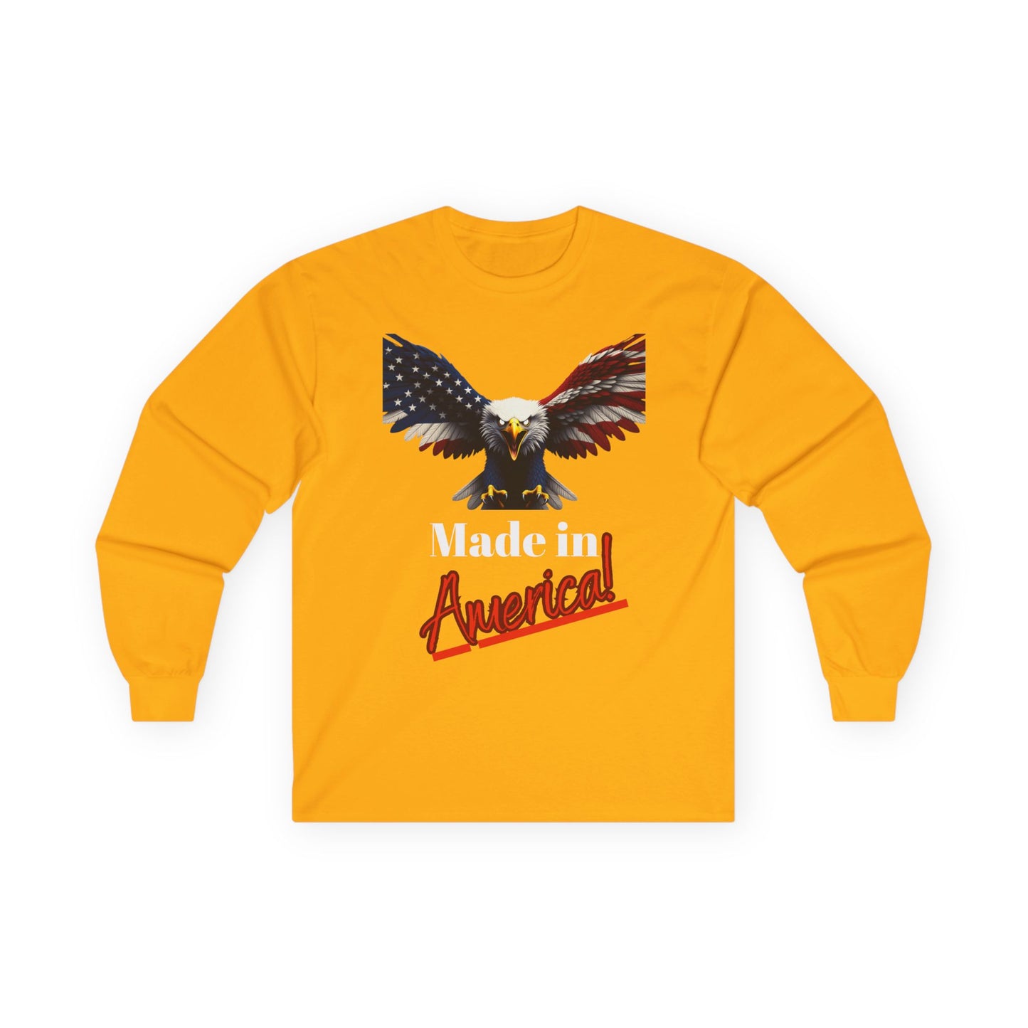 Made In America Patriotic Eagle on a long sleeve tee