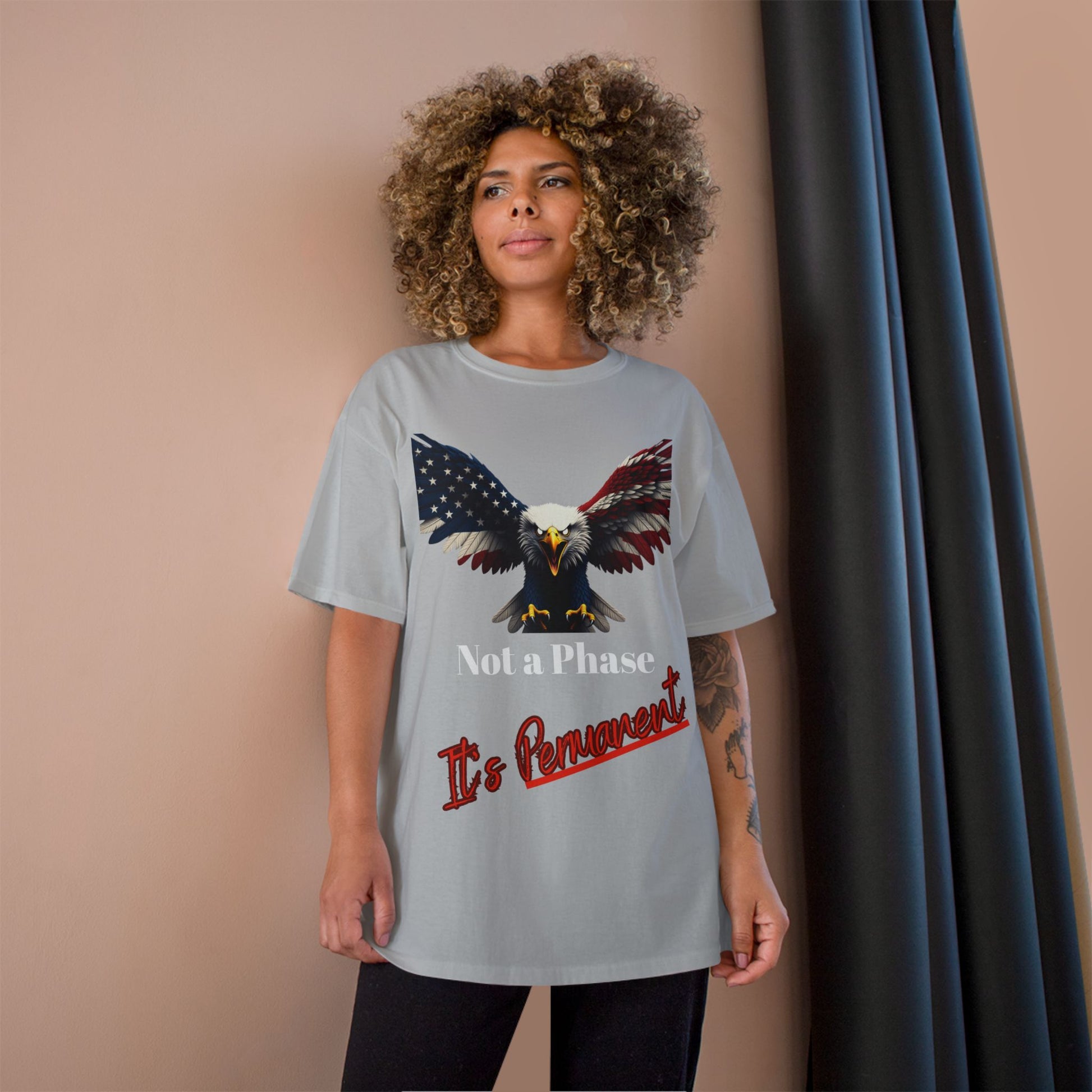 Not A Phase It's Permanent Patriotic Eagle on a Champion T-shirt