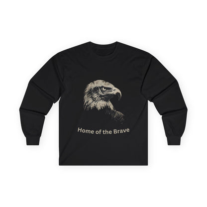 Home of the Brave text on a Long-Sleeve Tee