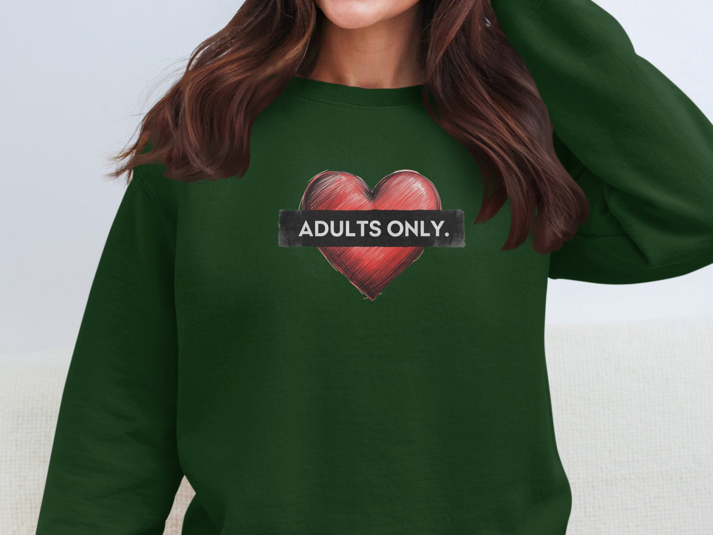 Adults Only Heart Graphic Green Sweatshirt Product
