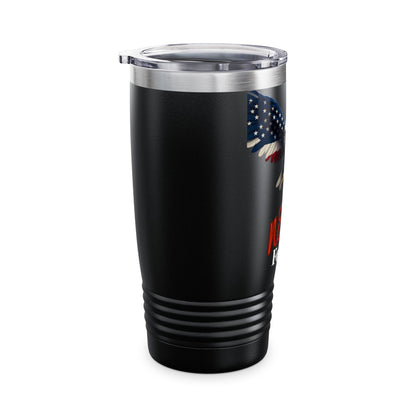 Never Forget Patriotic Eagle on a 20oz Insulated Tumbler