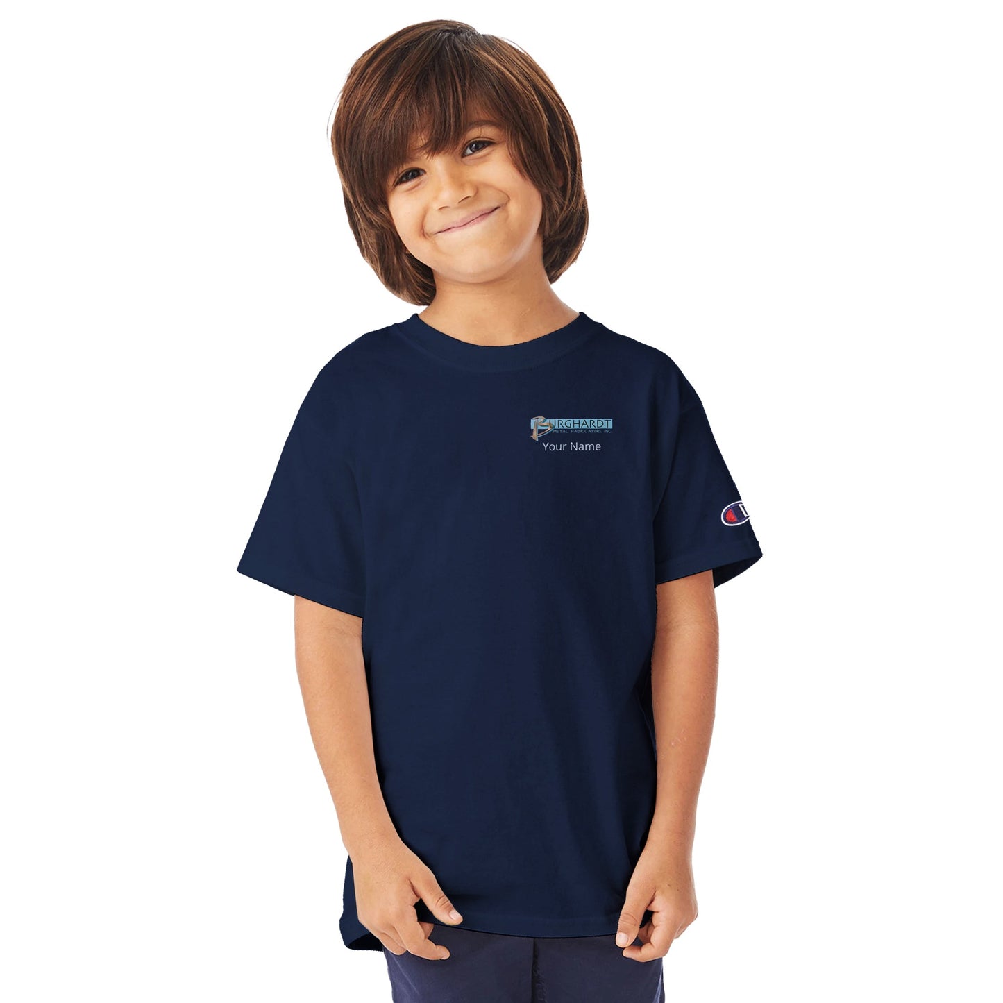 Burghardt Metal Fabricating, Inc., logo on a Kids Premium T-Shirt - Champion