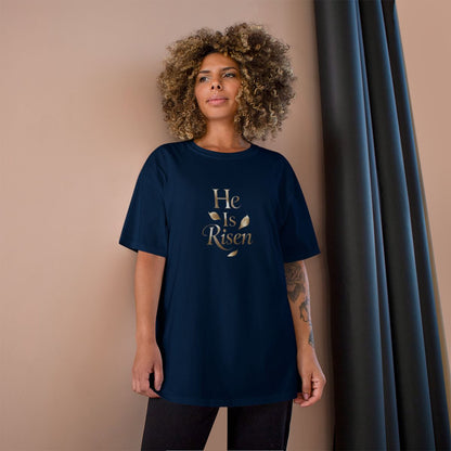He Is Risen Gold Text Navy Top product type