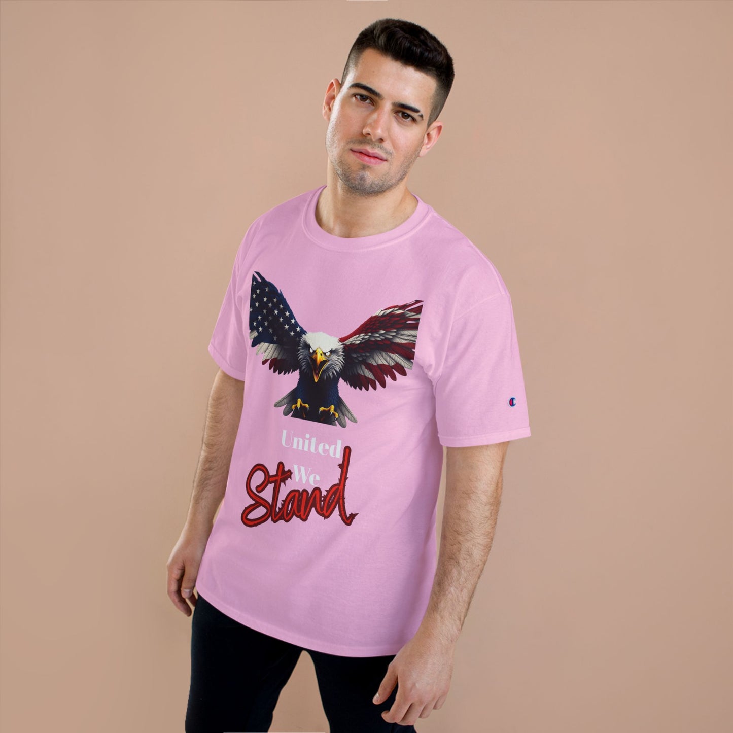 United We Stand Patriotic Eagle on a Champion T-shirt