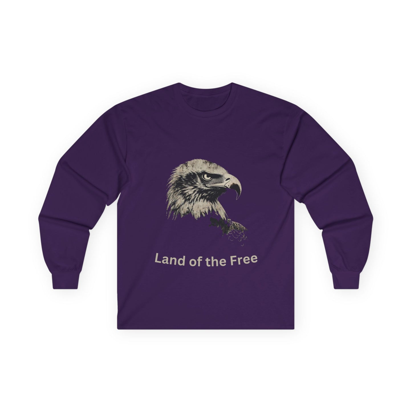 Land of the Free text on a Long-Sleeve Tee