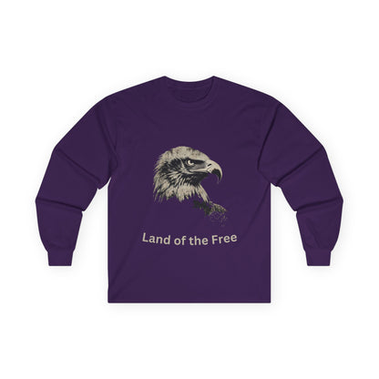 Land of the Free text on a Long-Sleeve Tee