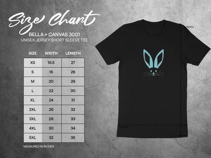 Black Blue Rabbit Face Design Unisex Tee product type
Black T-Shirt
Rabbit Design
Blue Bunny
Unisex Tee
Short Sleeve
Jersey Shirt
Bella Canvas 3001
Animal Graphic
Cute Rabbit
Easter Bunny
Bunny Ears
Animal Lover
Casual Wear
Graphic T-Shirt
Apparel Gift
Comfortable Tee
Everyday Shirt
Unique Design
Top Clothing
Product Size Guide