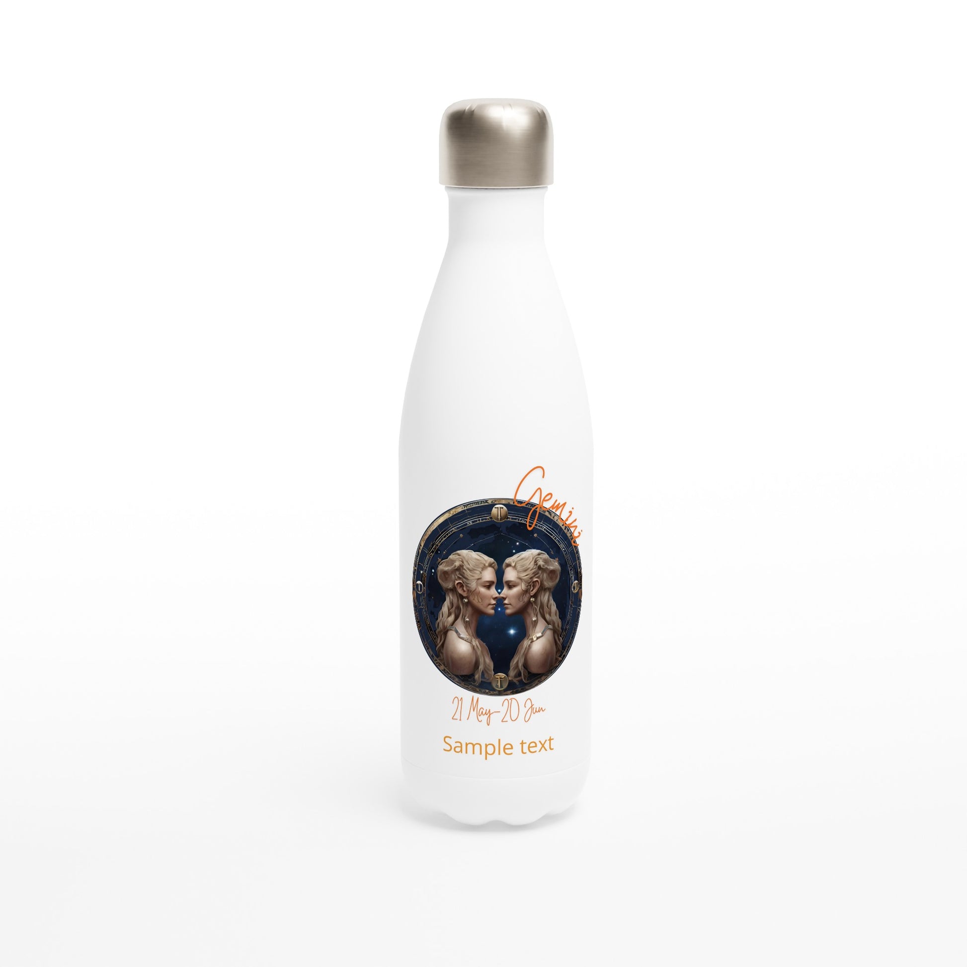 17oz Stainless Steel Water Bottle - Gemini Twins, Personalized, Insulated