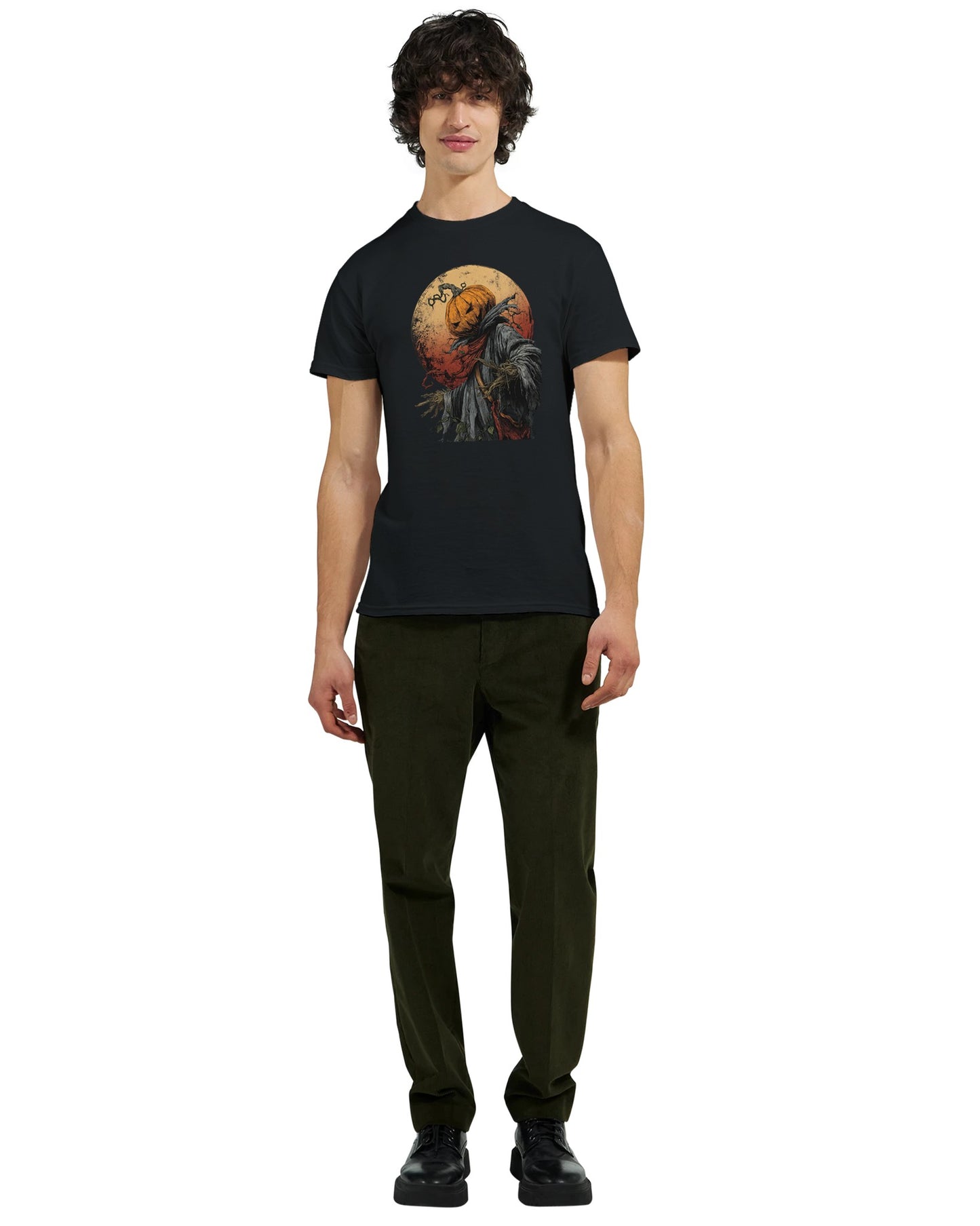 Spooky Pumpkin Scarecrow on a Heavyweight T-shirt