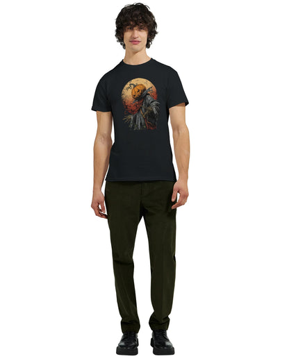 Spooky Pumpkin Scarecrow on a Heavyweight T-shirt