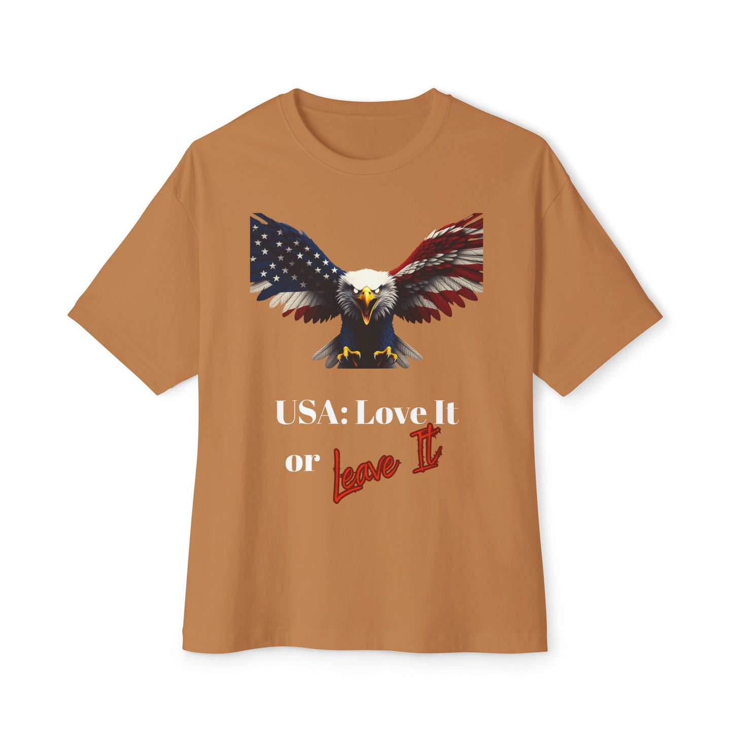 USA Love It Or Leave It Patriotic Eagle on a Premium Tee