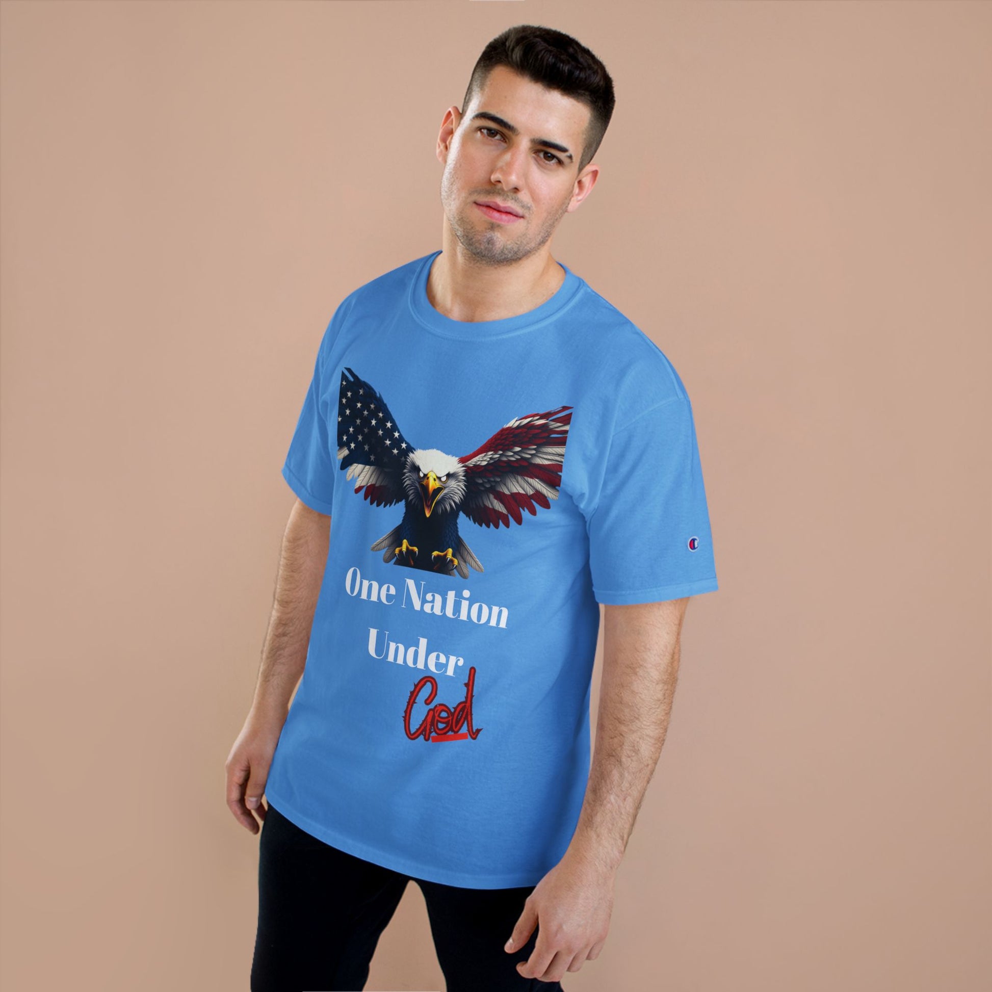 One Nation Under God Patriotic Eagle on a Champion T-shirt