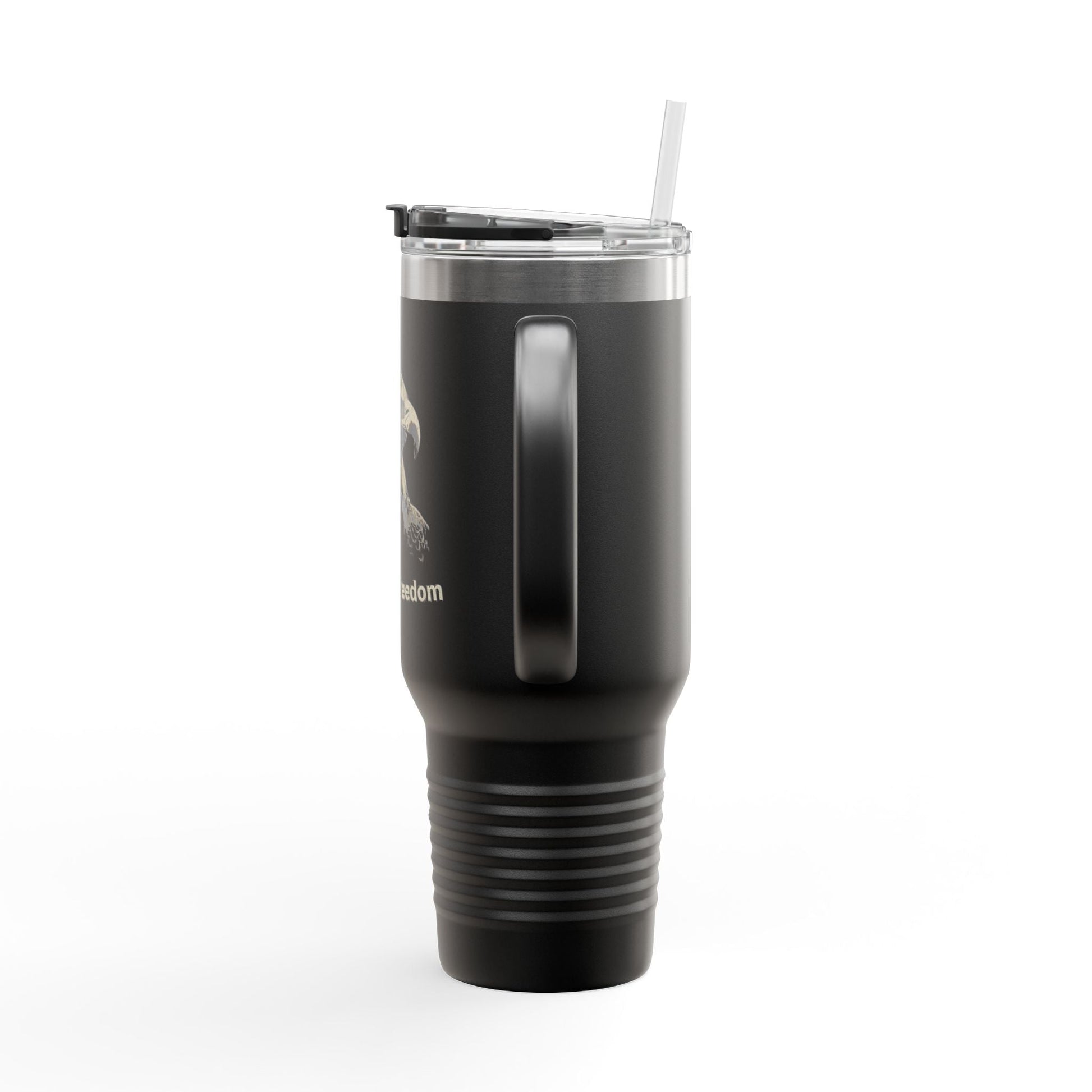 Built of Freedom text on the muted of a  40oz Insulated Travel Mug